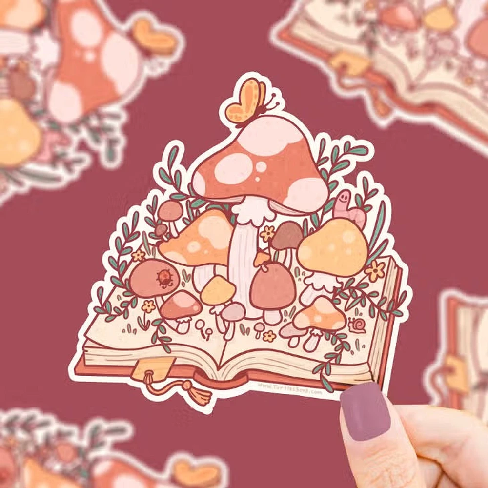 Mushroom Book Autumn Fall Sticker