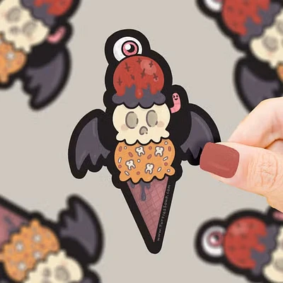 Very Scary Ice Cream Cone Sticker.
