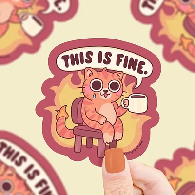 This Is Fine On Fire Vinyl Sticker