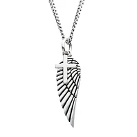 925 Silver Oxidized Wing Cross Pendant With Chain