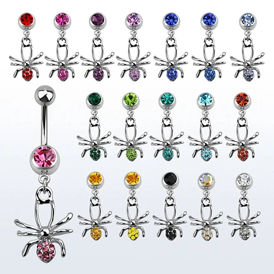 Spider Jewelled Navel Ring