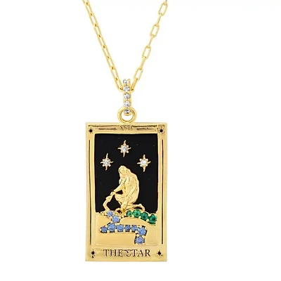 Tarot Card Necklace- the Star- 14K Gold Stainless Steel