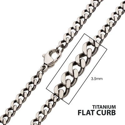 3.5mm Titanium Flat Curb Chain 14"