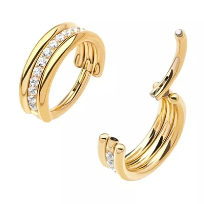 Triple Banda 1 Línea Cz Oro 24Kt 16G