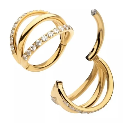 Triple Hoop 2 Jewelled 24Kt PVD