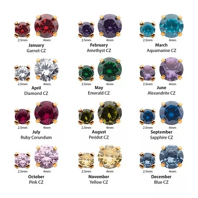 24k PVD Birthstone Gem Threadless Top