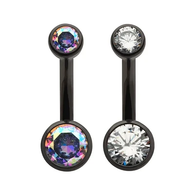 Black PVD 4mm/6mm Bez Gems Navel