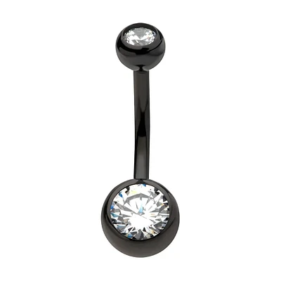 Black PVD 5mm/8mm Bez Gems Ball Navel