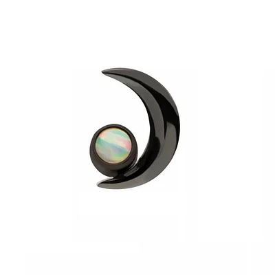 Crescent Moon With Bezel Opal Black PVD Threadless Top