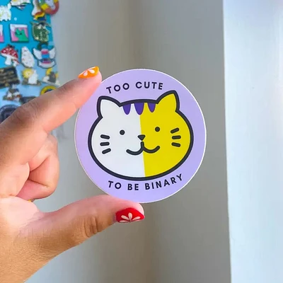 Too Cute To Be Binary Vinyl Sticker