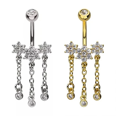 Triple Flower Cluster With Chains Navel