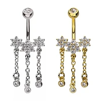 Triple Flower Cluster With Chains Navel