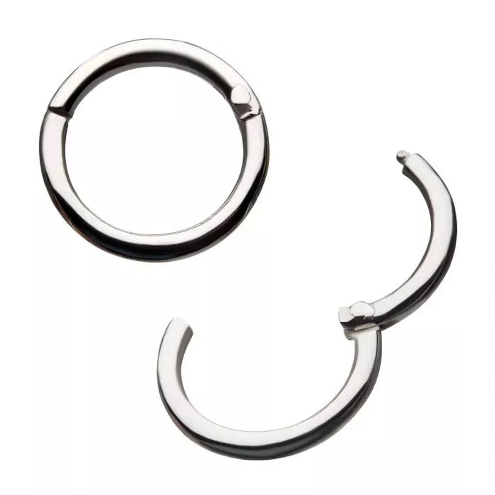 Aro básico con bisagras en oro blanco de 14 quilates, 16 g, 8 mm