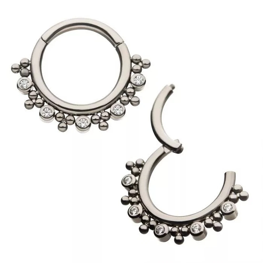 5 Bezel Gems With Beads Hinged Hoop