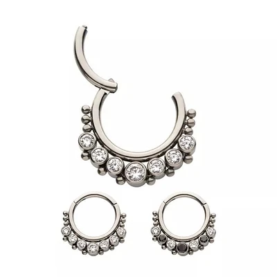 7 Bez Gems With Beads Hinged Hoop