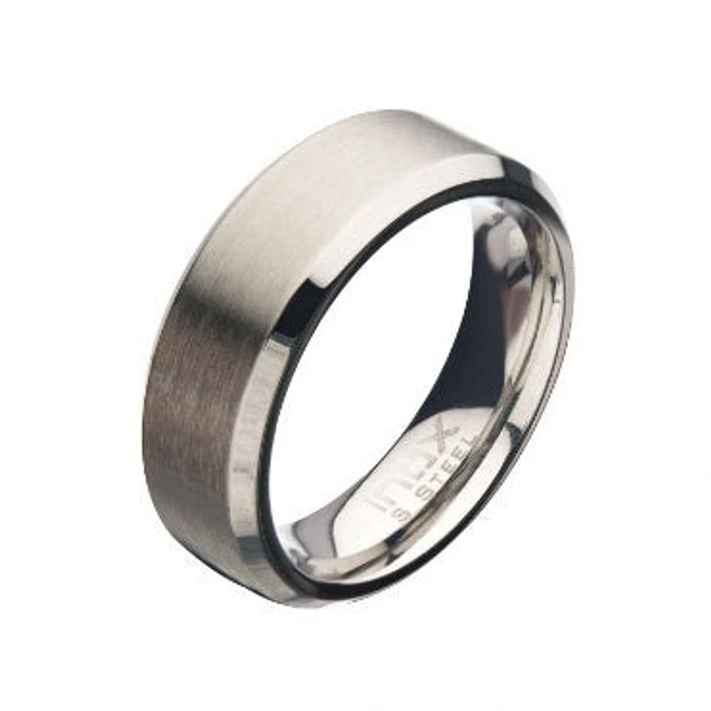 Anillo Acero Mate Biselado 8mm Talla 12