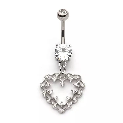 Heart Cutout Prong CZ Navel