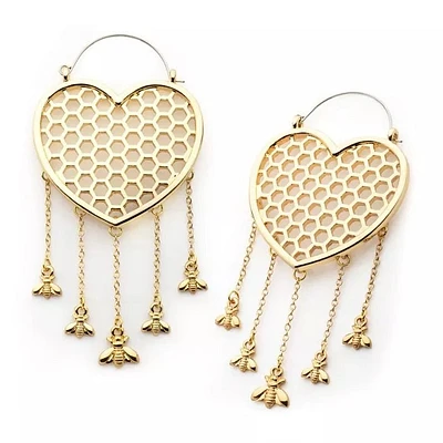 Heart Honey Comb With Bee Dangles