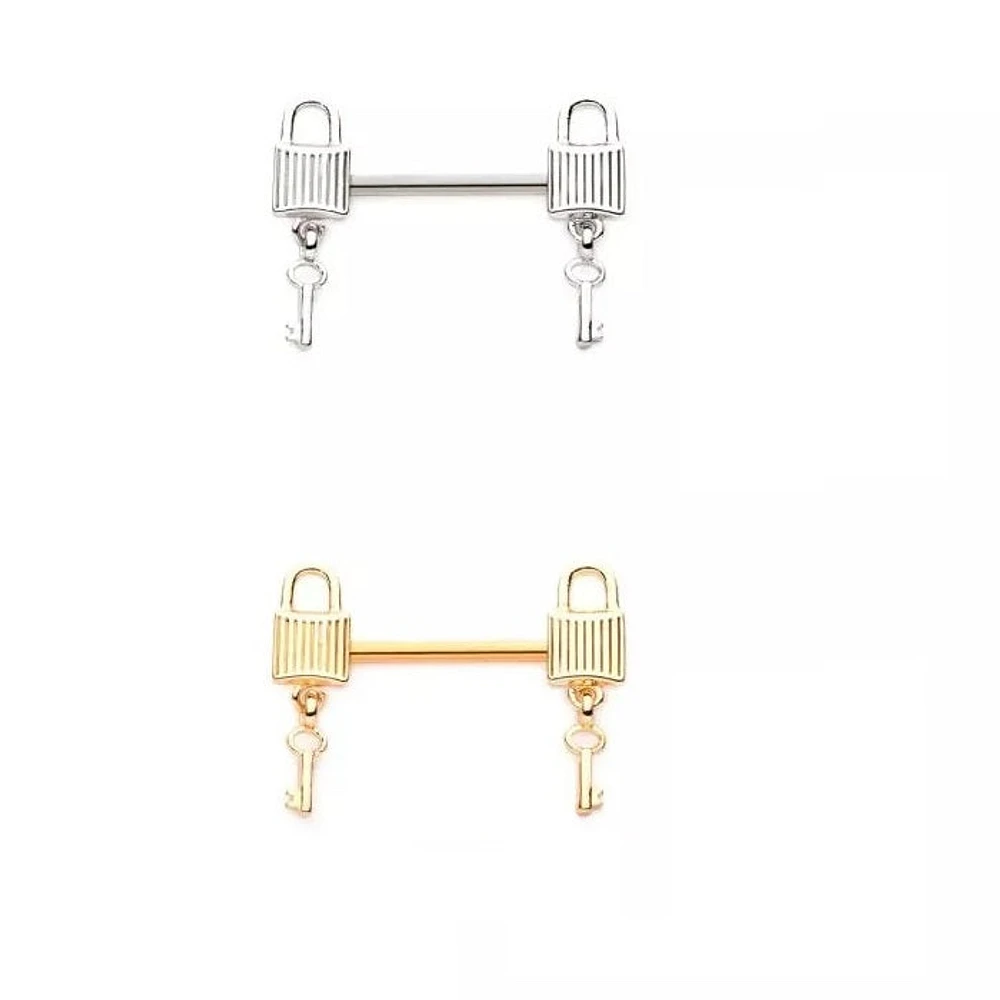 Locks With Key Dangle Nipple Bar