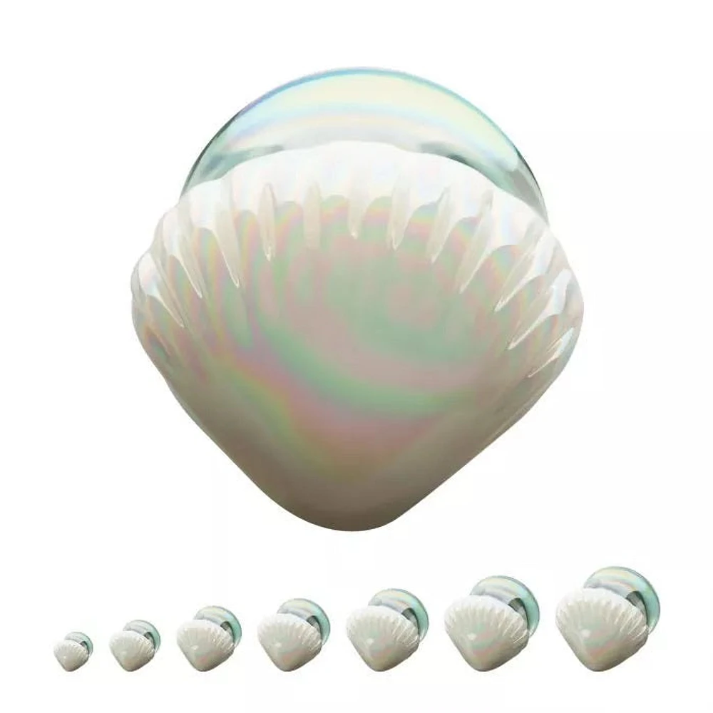 White Shell Double Flare Glass Plug 0g - 7/8"