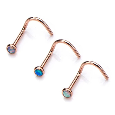 20g Rose Gold PVD With 2mm Opal