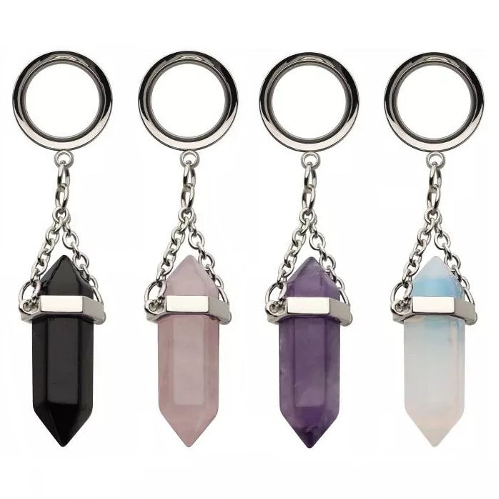 Crystal Dangle Double Flare Tunnel 0g - 7/8"