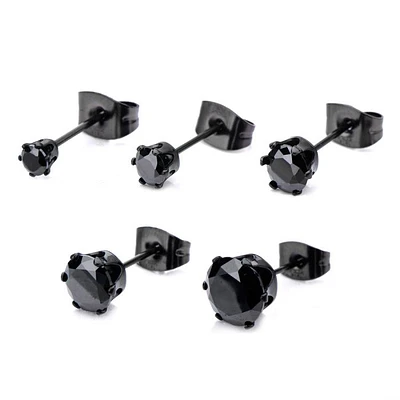 Perno negro con circonita negra de 4 mm