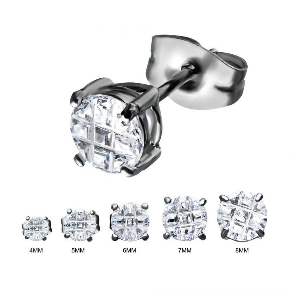 Steel Stud With 6mm Grid CZ