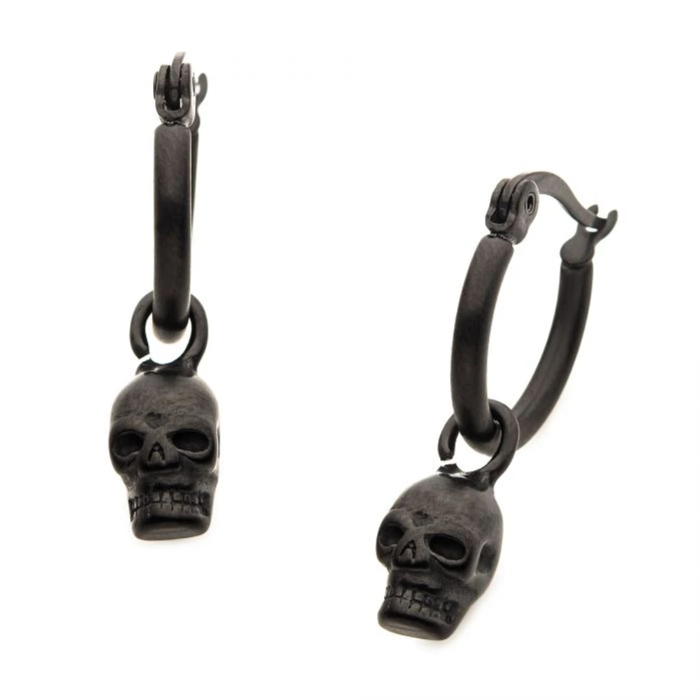 Huggie colgante con calavera negra mate