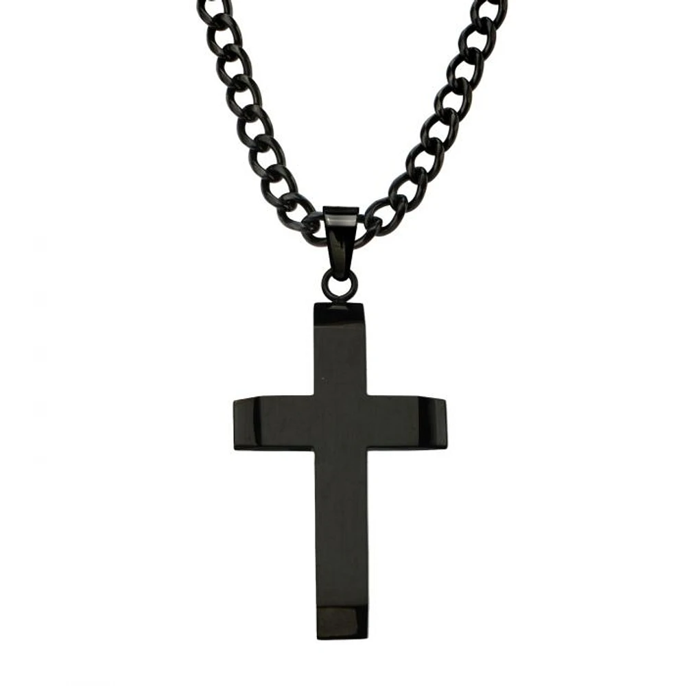 Black IP Cross Pendant