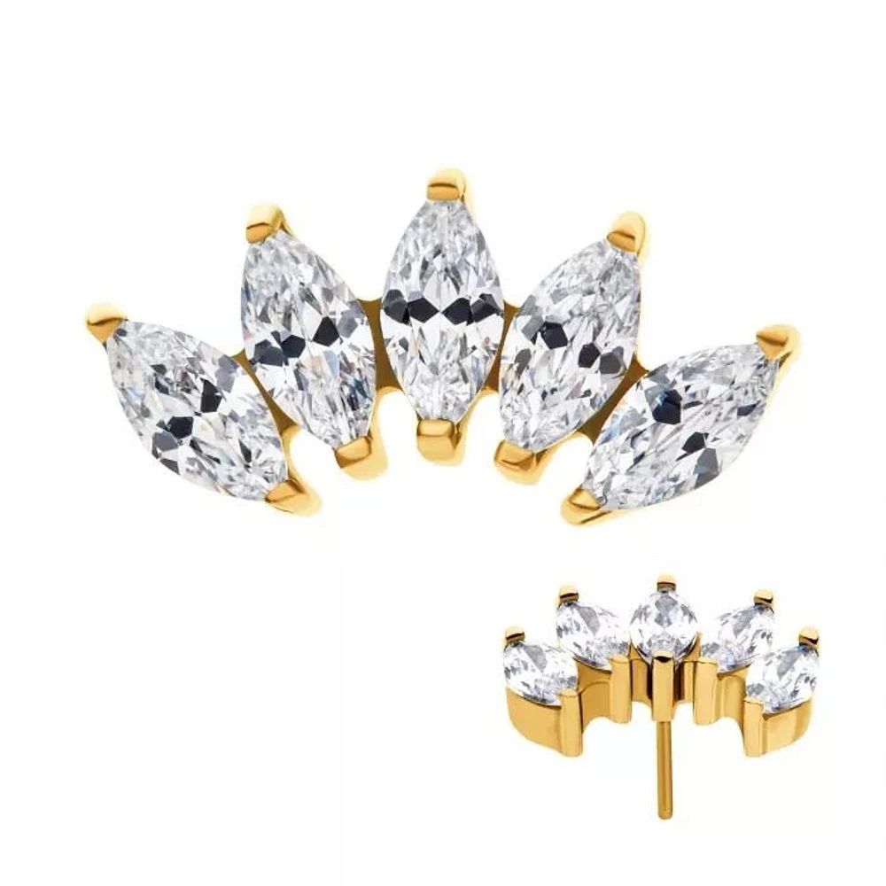 Marquise Fan 5cz 24kt PVD Threadless Top