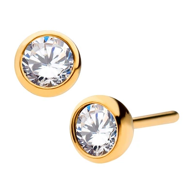 24Kt PVD Bezel Set Swarovski Crystal Threadless Top