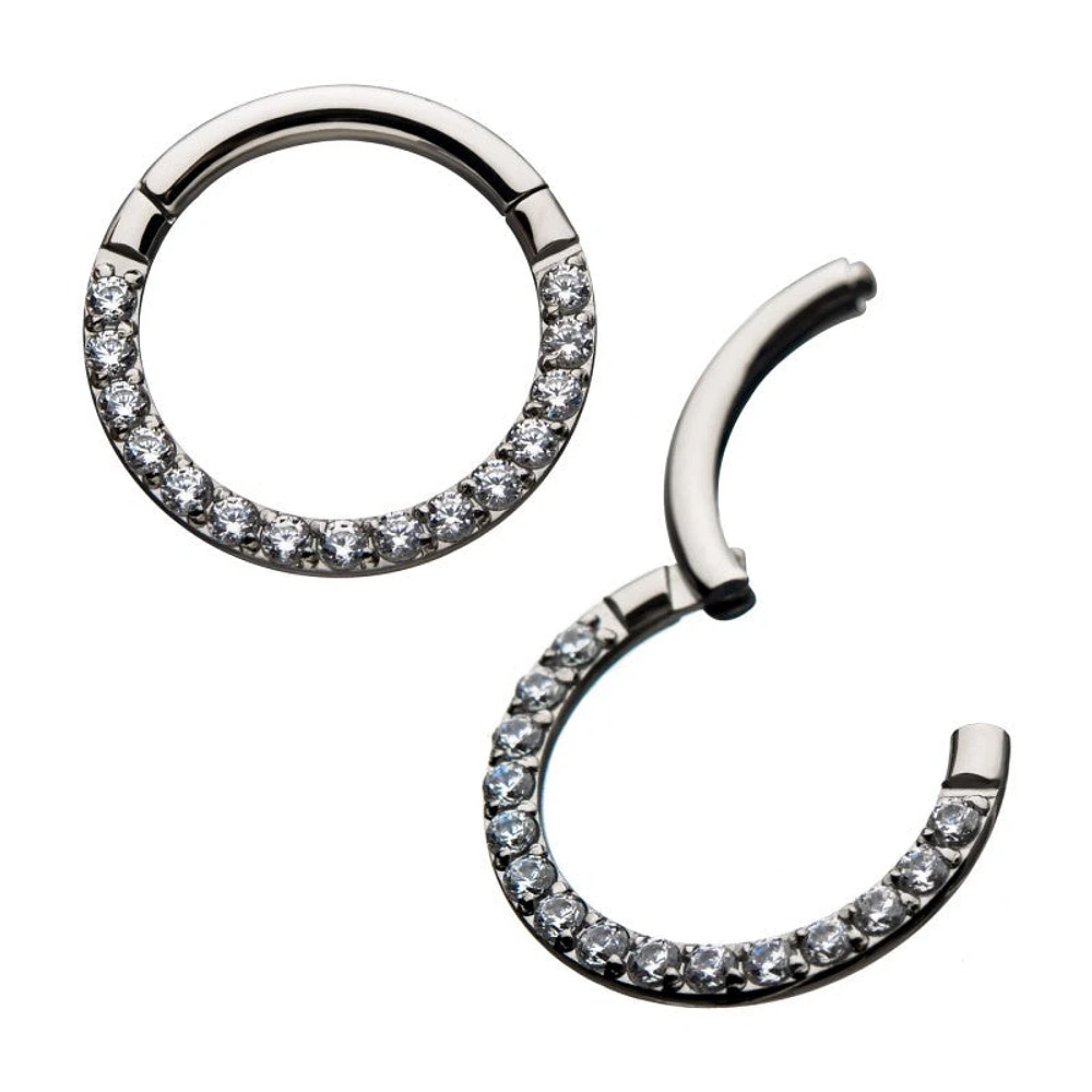 Front Full Clear Gem Hinged Titanium