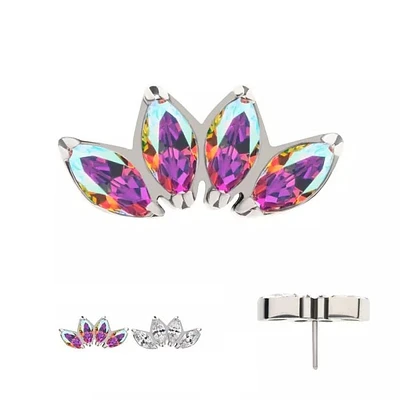 4 Marquise Gem Prong Set Threadless Top