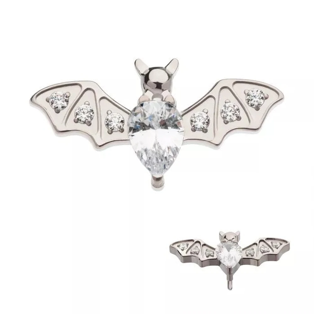 Bat With 6 Small Gem And 1 Big Tear Gem Threadless Top