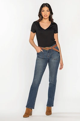 WallFlower Summer Wash Legendary Fit Bootcut Jean with Braided Western Belt