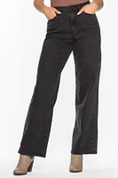YMI Black Curvy Fit Ultra-High-Rise Wide-Leg Jean