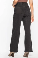 YMI Black Curvy Fit Ultra-High-Rise Wide-Leg Jean