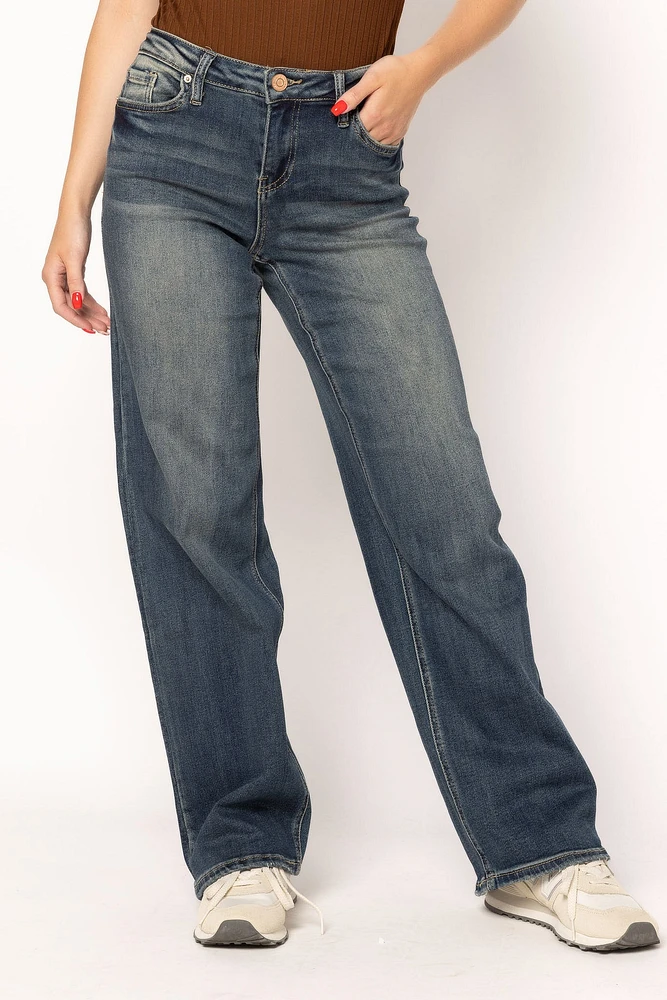 YMI Mid-Rise Wide-Leg Jeans Dark Wash