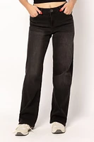 YMI Mid-Rise Wide-Leg Jeans Black Wash