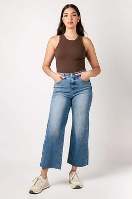 WallFlower Bella Wash Fearless Curvy Super-High-Rise Ankle Wide-Leg Jean