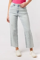 YMI Acid Wash Cropped Straight-Leg Jean