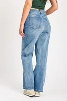 YMI Mid Wash Curvy Fit Ultra-High-Rise Wide-Leg Jean