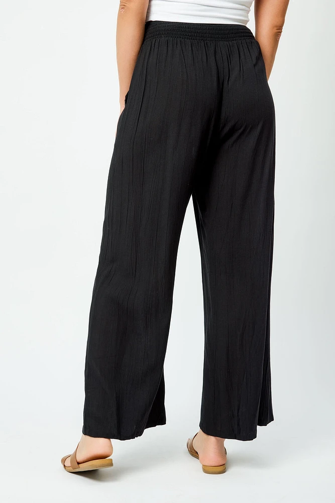 Tie-Belt Palazzo Pant with Pockets