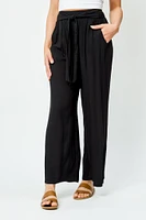 Tie-Belt Palazzo Pant with Pockets