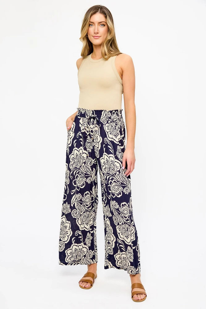 Large Floral Ankle-Length Palazzo Pant