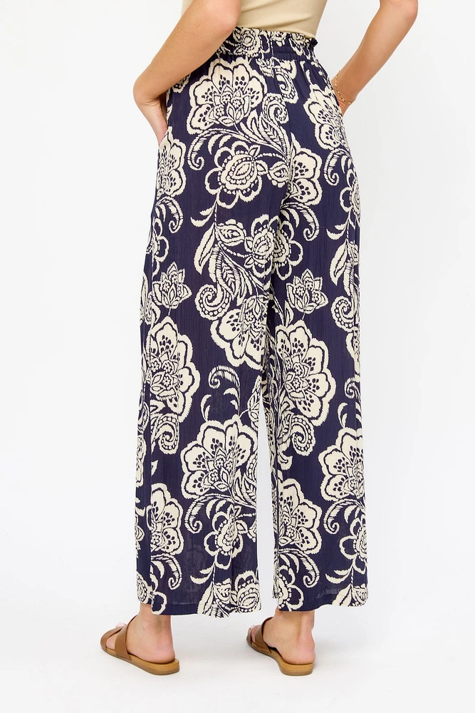 Large Floral Ankle-Length Palazzo Pant