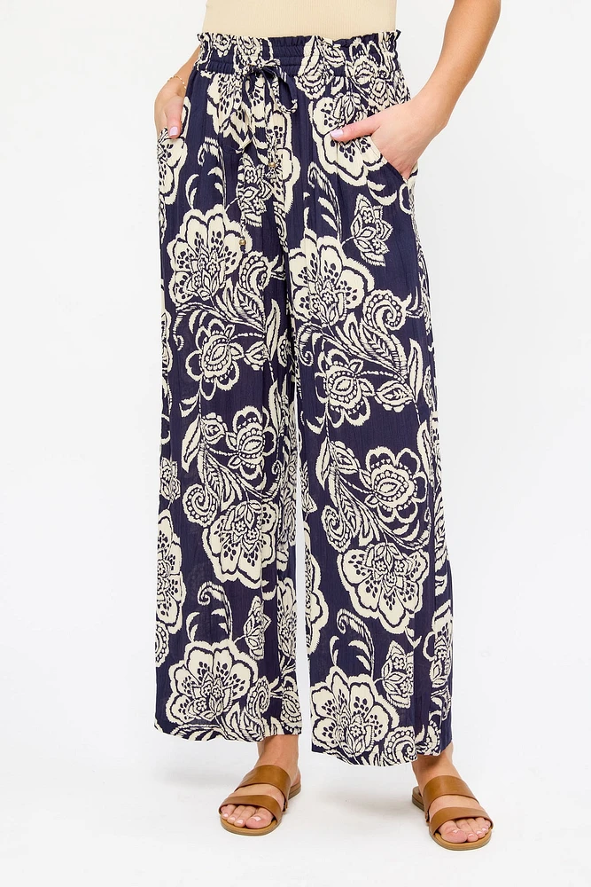 Large Floral Ankle-Length Palazzo Pant