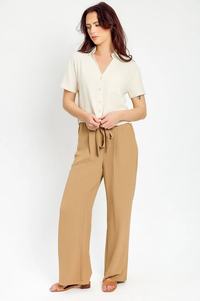 Airflow Wide-Leg Tie-Front Pant