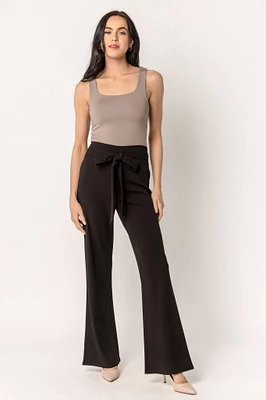 Stretch Crepe Pant with Tie-Belt